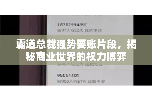 霸道总裁强势要账片段，揭秘商业世界的权力博弈
