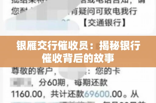 银雁交行催收员：揭秘银行催收背后的故事