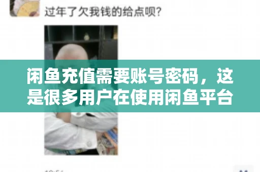 闲鱼充值需要账号密码,这是很多用户在使用闲鱼平台时都会遇到的问题。今天,我就来和大家聊聊这个话题,希望能帮助大家更好地了解闲鱼充值的相关事宜。 闲鱼充值需要账号密码,这是很多用户在使用闲鱼平台时都会遇到的问题。今天,我就来和大家聊聊这个话题,希望能帮助大家更好地了解闲鱼充值的相关事宜。