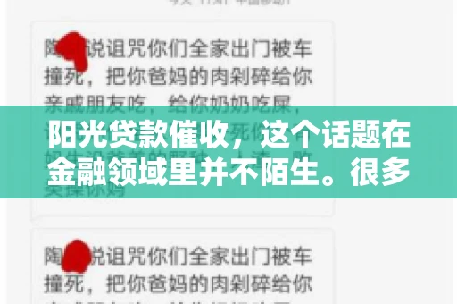阳光贷款催收，这个话题在金融领域里并不陌生。很多人在贷款过程中，都可能遇到催收的情况。那么，阳光贷款催收是哪个公司呢？今天，我们就来聊聊这个话题。